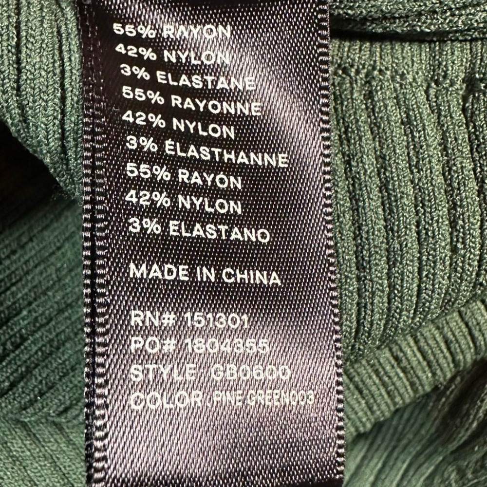 Good American Virgo Bodysuit NWOT Women's S Green Ribbed 1/4 Zip Mock Neck Thong - Picture 8 of 9